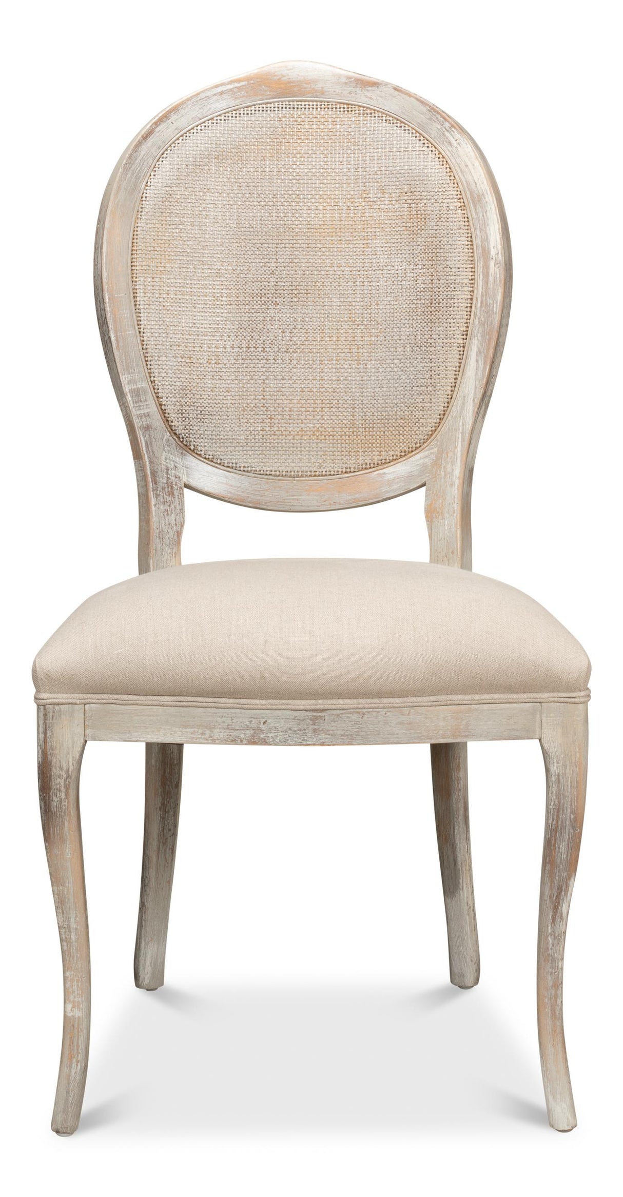 Sarreid Oval Cane Back S/Chair  Grey Oak  Flax