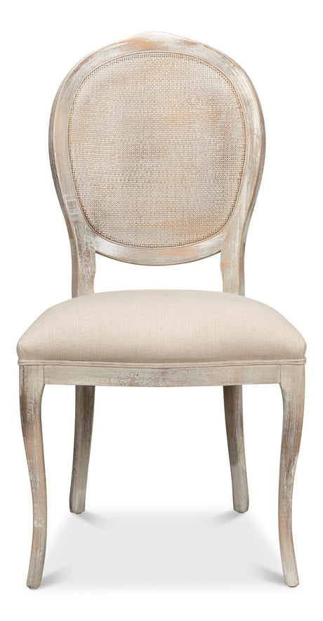 Sarreid Oval Cane Back S/Chair  Grey Oak  Flax