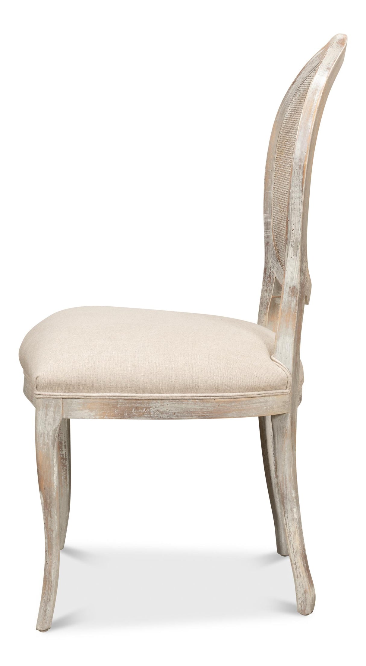 Sarreid Oval Cane Back S/Chair  Grey Oak  Flax