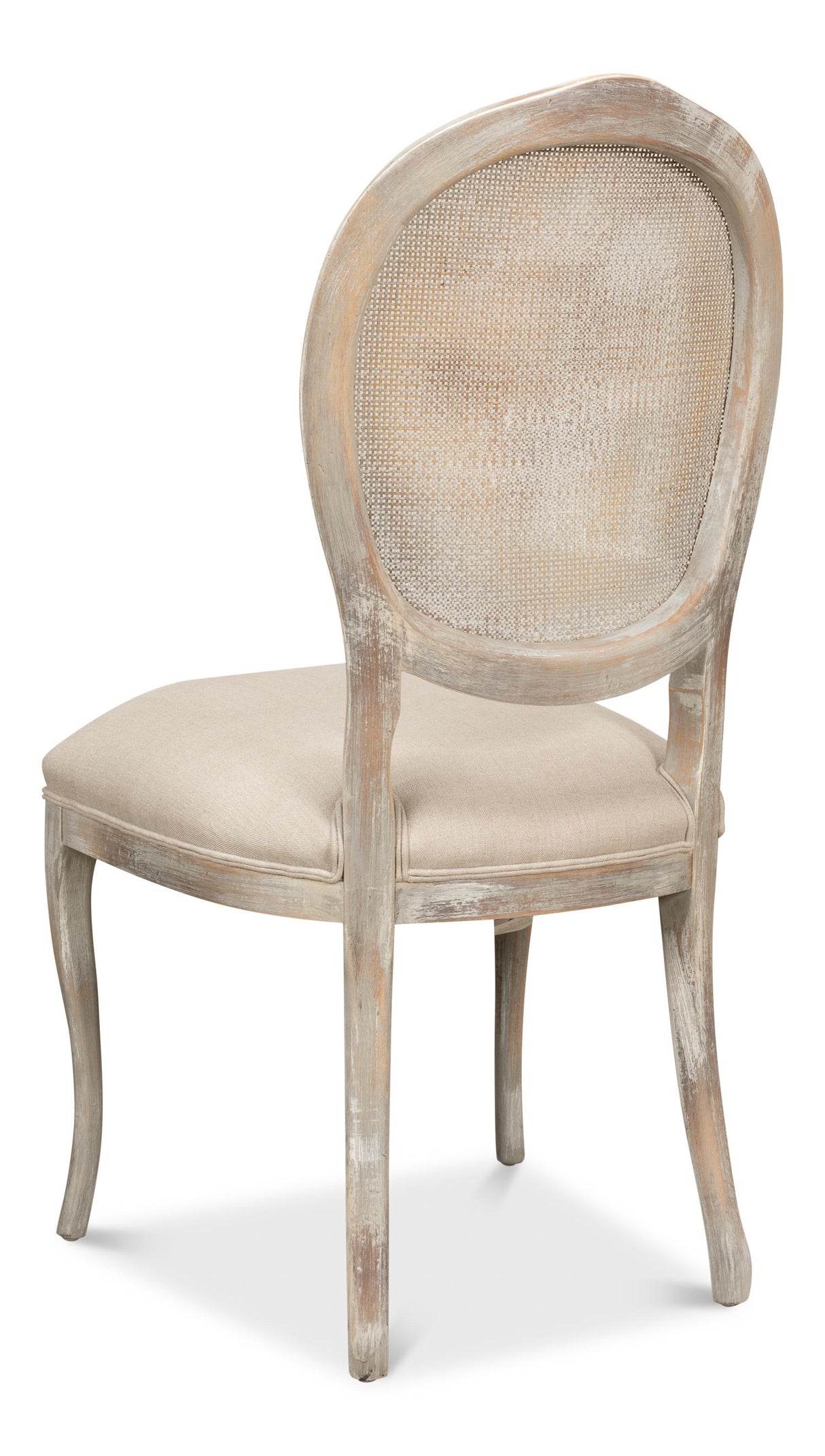 Sarreid Oval Cane Back S/Chair  Grey Oak  Flax