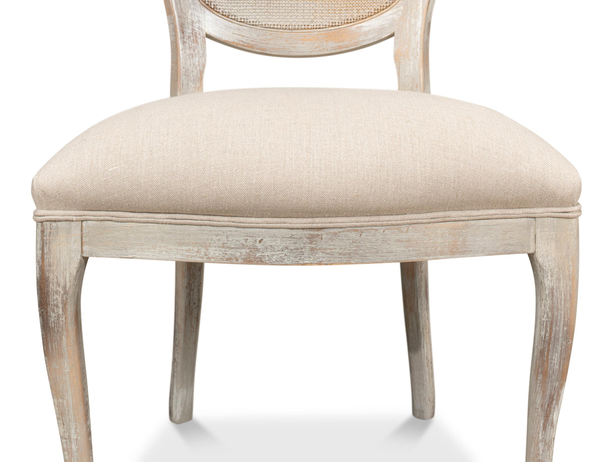 Sarreid Oval Cane Back S/Chair  Grey Oak  Flax