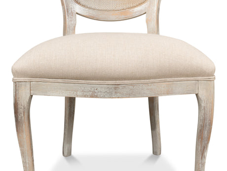 Sarreid Oval Cane Back S/Chair  Grey Oak  Flax
