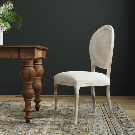 Sarreid Oval Cane Back S/Chair  Grey Oak  Flax