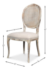 Sarreid Oval Cane Back S/Chair Grey Oak  Taupe