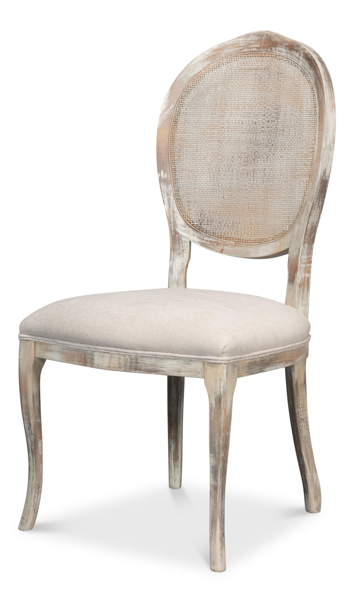 Sarreid Oval Cane Back S/Chair Grey Oak  Taupe