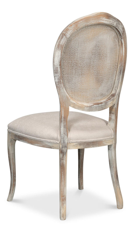Sarreid Oval Cane Back S/Chair Grey Oak  Taupe