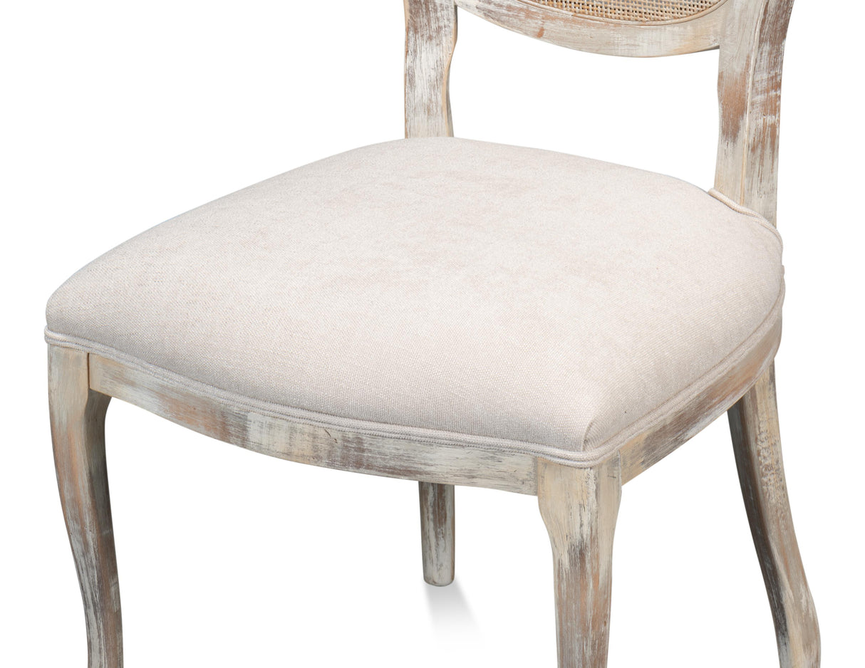 Sarreid Oval Cane Back S/Chair Grey Oak  Taupe