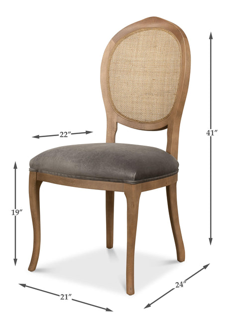 Sarreid Oval Cane Back S/Chair  Drftwd Charcoal