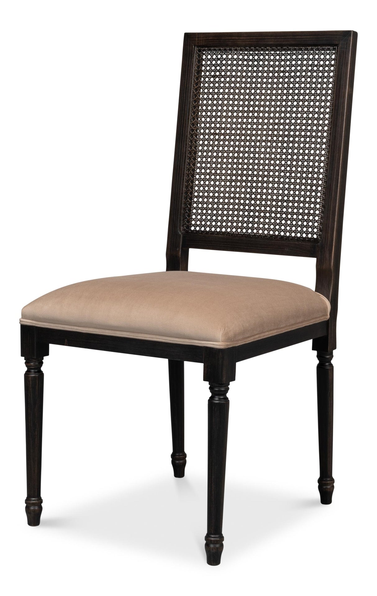 Sarreid Cane Back Side Chair  Nero  Toffee