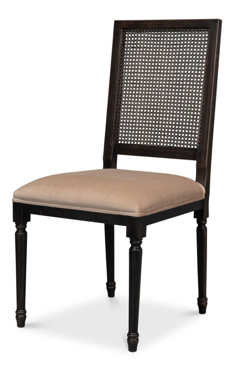 Sarreid Cane Back Side Chair  Nero  Toffee