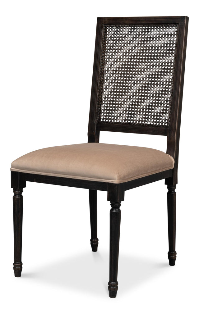 Sarreid Cane Back Side Chair  Nero  Toffee