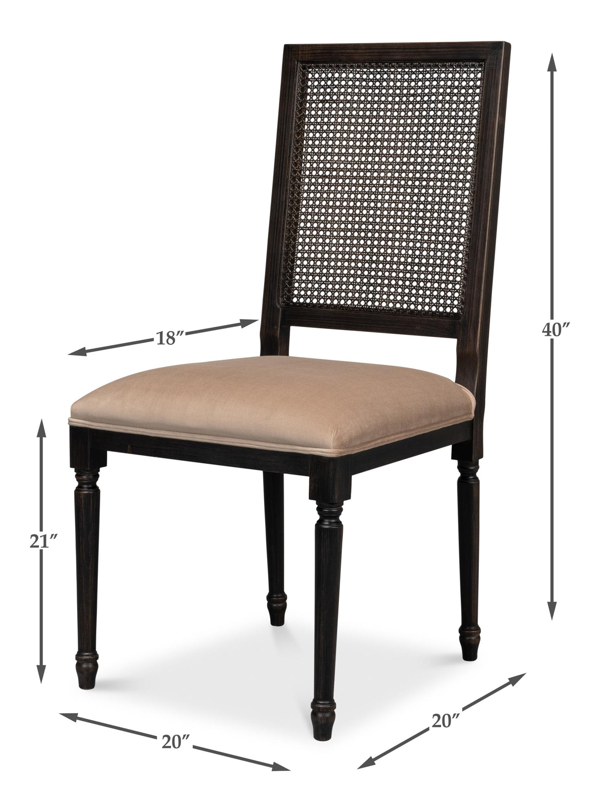 Sarreid Cane Back Side Chair  Nero  Toffee
