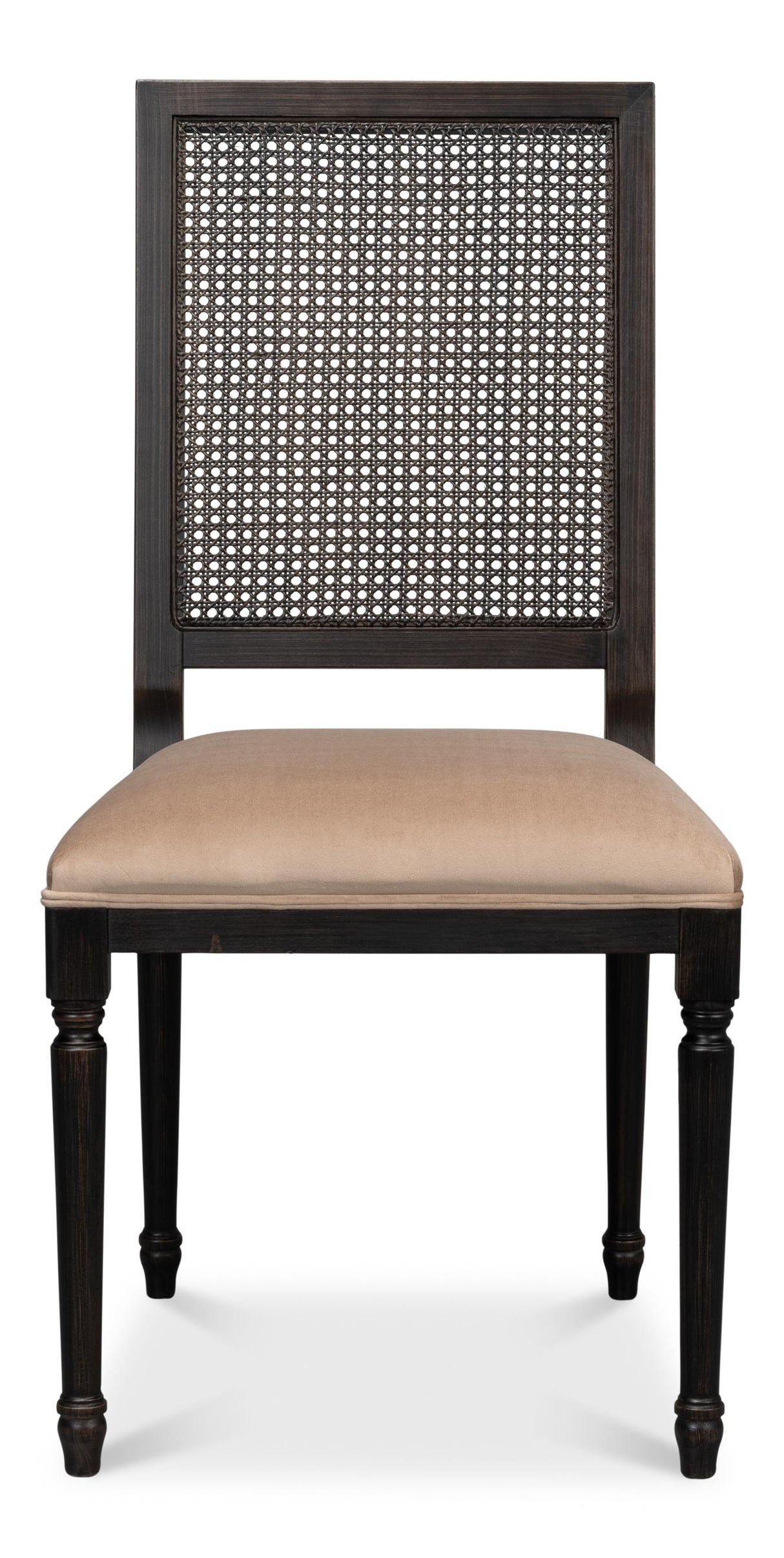 Sarreid Cane Back Side Chair  Nero  Toffee