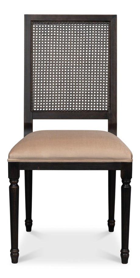 Sarreid Cane Back Side Chair  Nero  Toffee