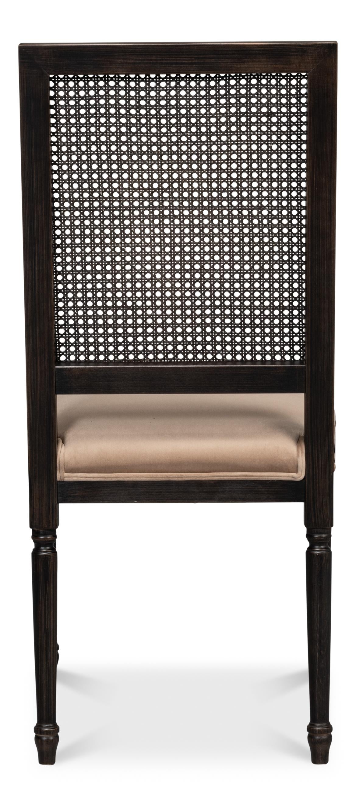 Sarreid Cane Back Side Chair  Nero  Toffee