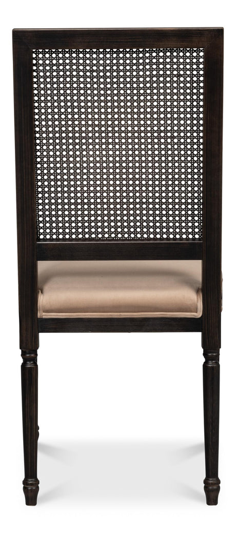 Sarreid Cane Back Side Chair  Nero  Toffee