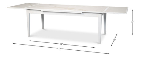 Sarreid Rect. Extension Dining Table  White