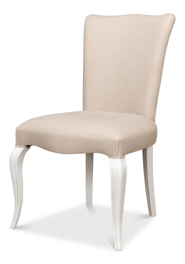Sarreid Sidechair  Cortina White W/ Linen Flax
