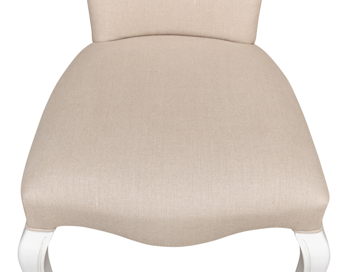 Sarreid Sidechair  Cortina White W/ Linen Flax