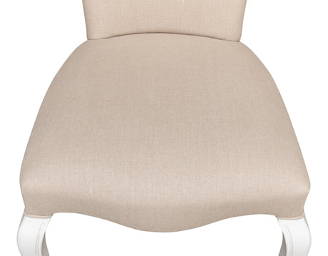 Sarreid Sidechair  Cortina White W/ Linen Flax
