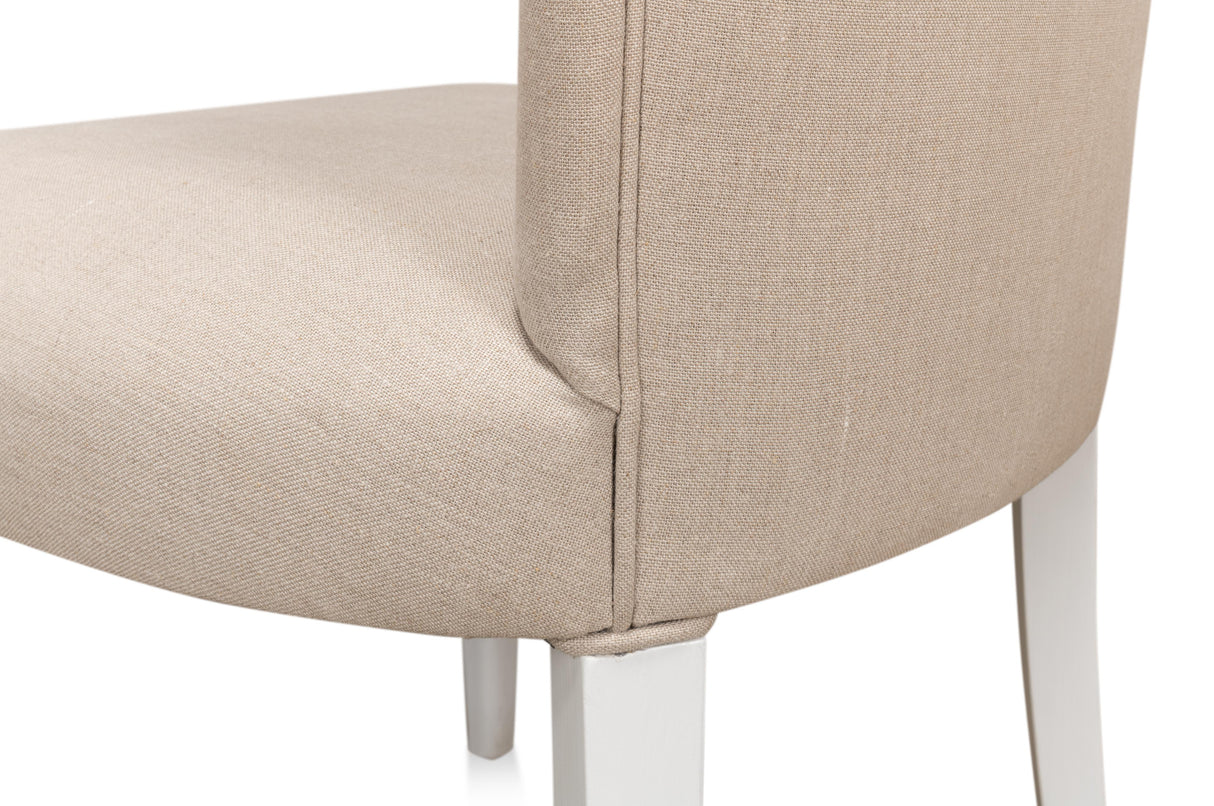Sarreid Sidechair  Cortina White W/ Linen Flax