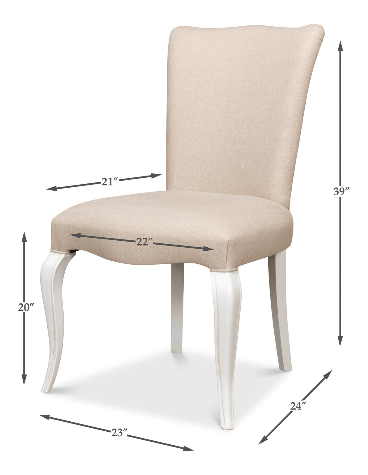 Sarreid Sidechair  Cortina White W/ Linen Flax