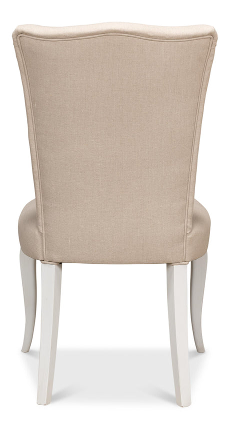 Sarreid Sidechair  Cortina White W/ Linen Flax