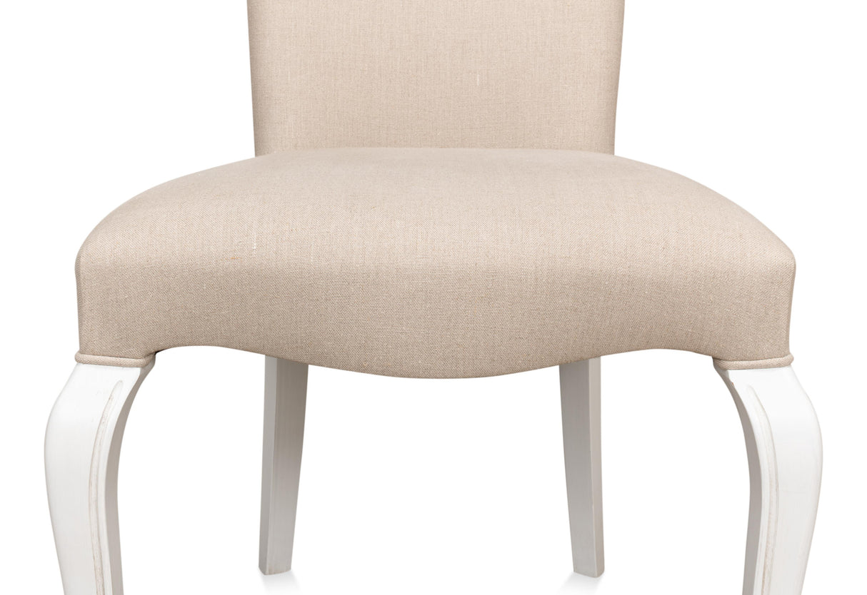 Sarreid Sidechair  Cortina White W/ Linen Flax