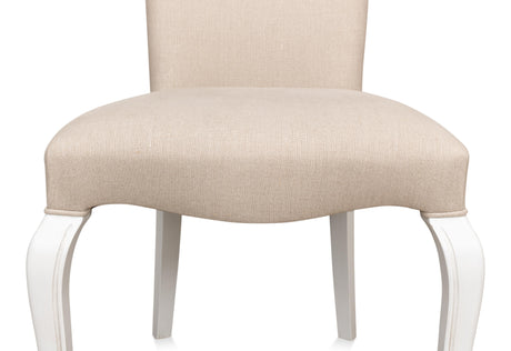 Sarreid Sidechair  Cortina White W/ Linen Flax