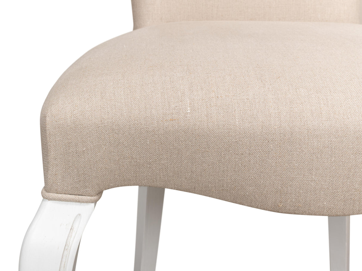 Sarreid Sidechair  Cortina White W/ Linen Flax