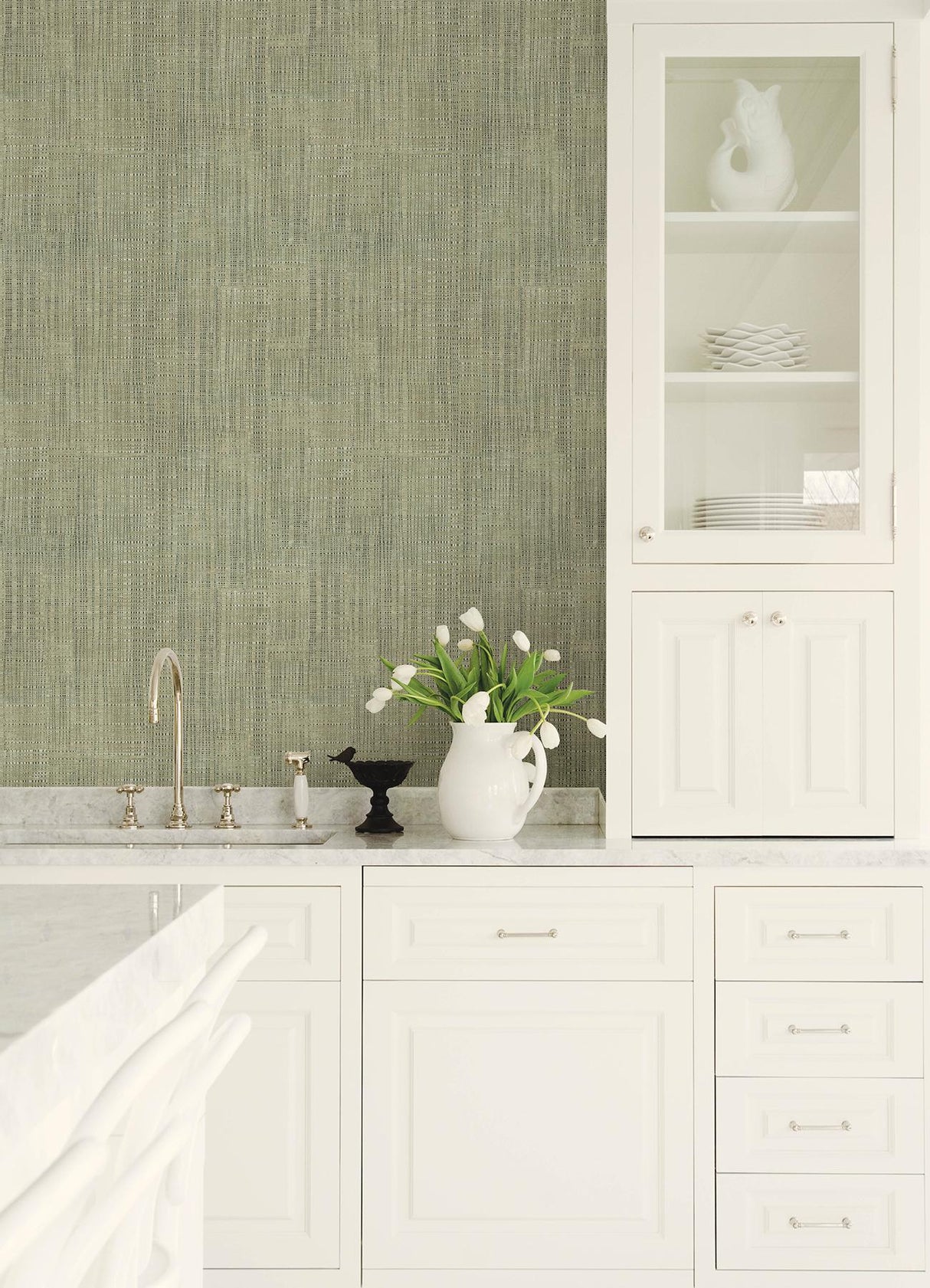 Brewster Home Fashions Advantage Kitchen & Bath 2 Rattan Green Wallpaper