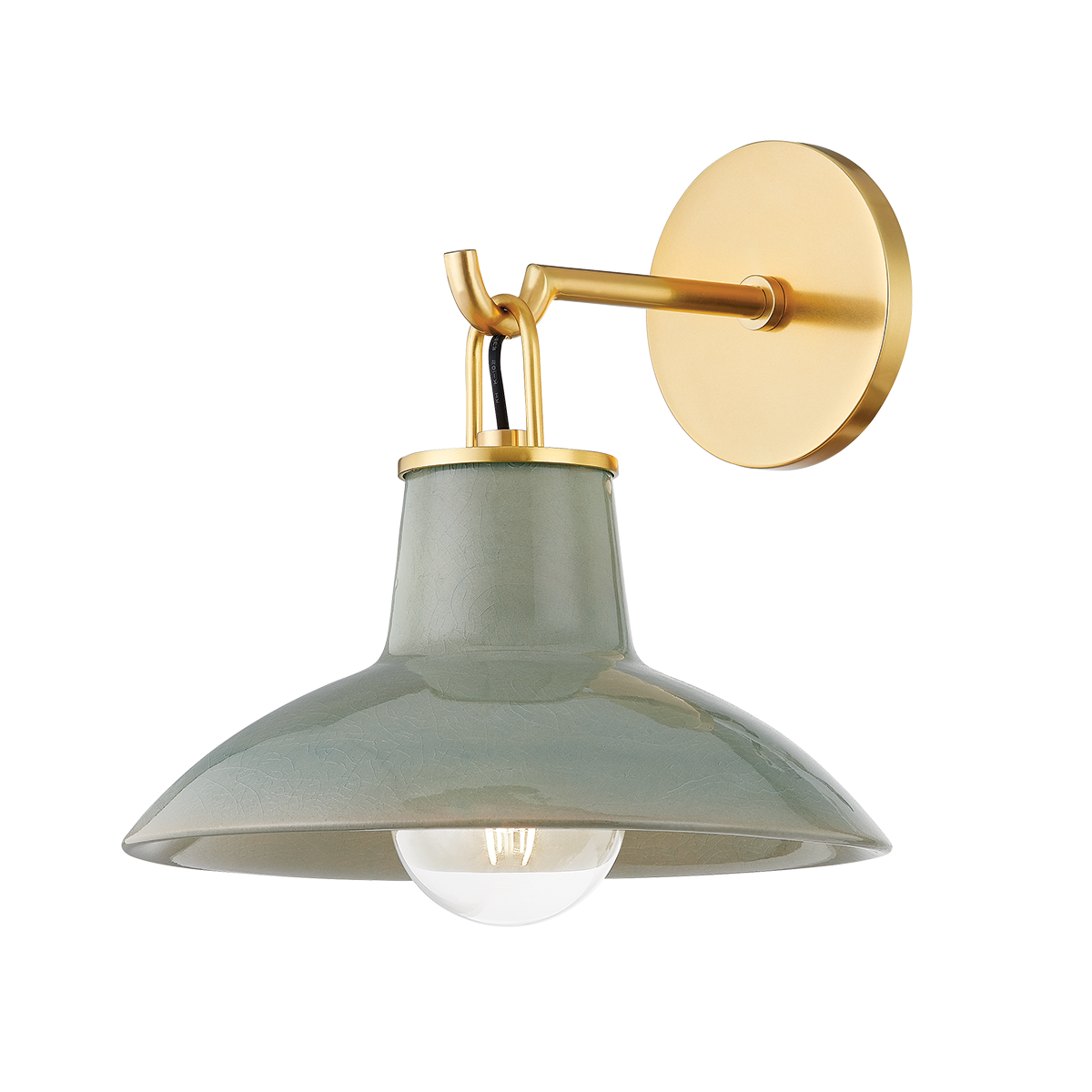 Hudson Valley Lighting Pottersville Aged Brass/Ceramic Moss Crackle 10.5W x 10.5L x 11.25H Wall Sconce