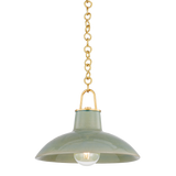 Hudson Valley Lighting Pottersville Aged Brass/Ceramic Moss Crackle 12.5W x 12.5L x 10H Pendant