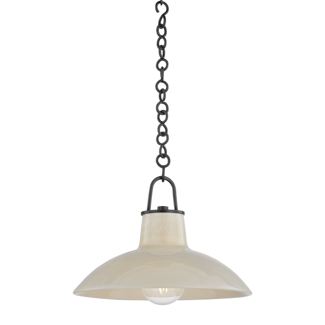 Hudson Valley Lighting Pottersville Distressed Bronze/Ceramic Ivory Crackle 12.5W x 12.5L x 10H Pendant