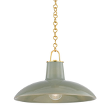 Hudson Valley Lighting Pottersville Aged Brass/Ceramic Moss Crackle 18W x 18L x 11.25H Pendant