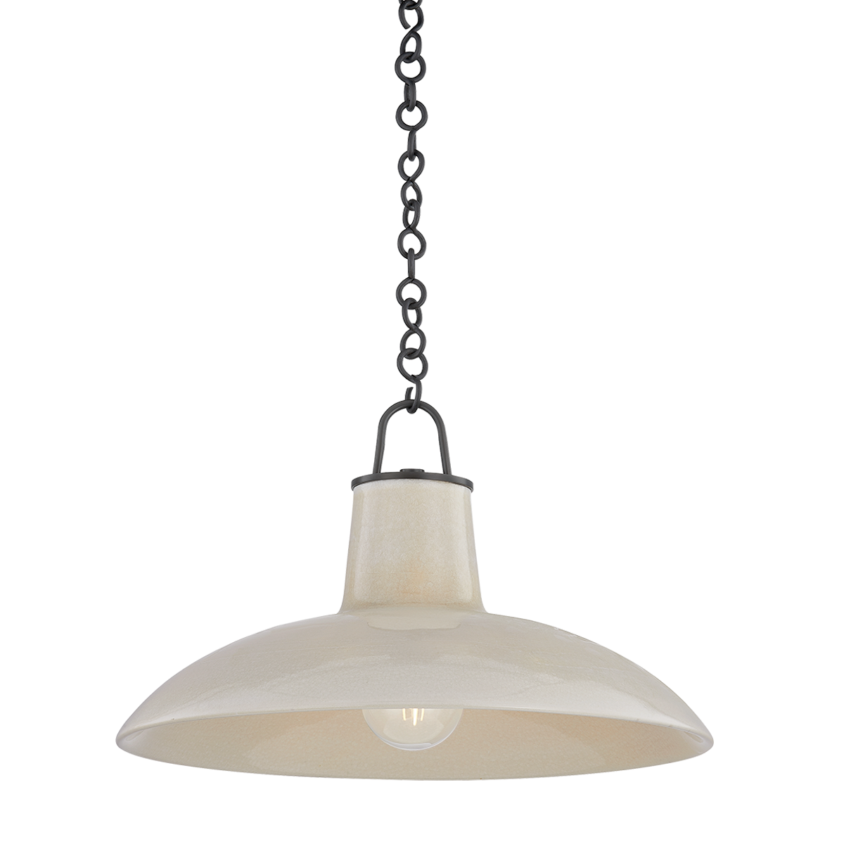 Hudson Valley Lighting Pottersville Distressed Bronze/Ceramic Ivory Crackle 18W x 18L x 11.25H Pendant
