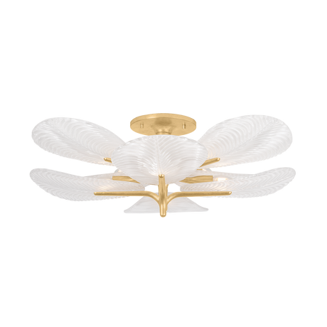 Corbett Lighting Kamal Vintage Gold Leaf 43W x 43L x 13.5H Semi-Flush Mount