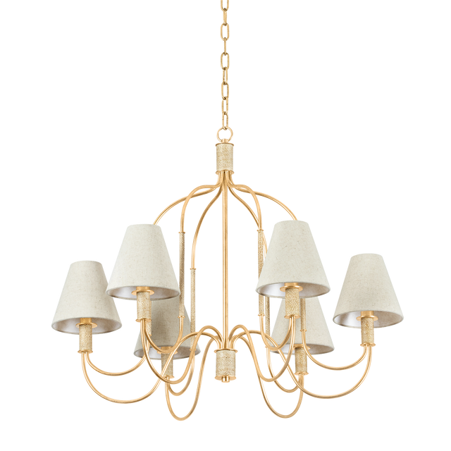 Hudson Valley Lighting Warrensburg Vintage Gold Leaf 32.25W x 32.25L x 26.25H Chandelier