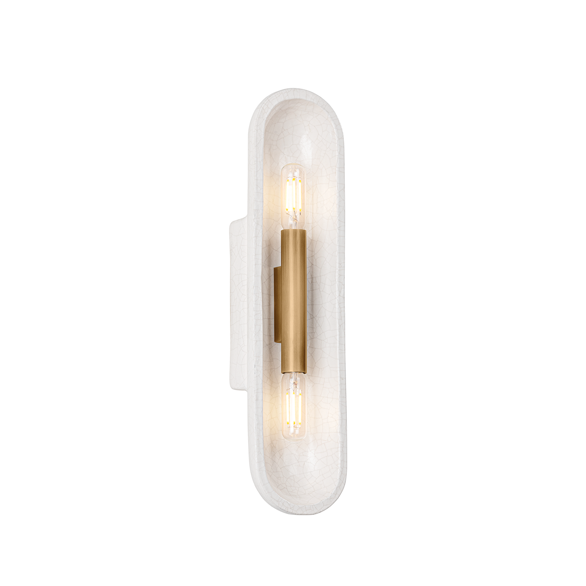 Troy Lighting Lane PATINA BRASS/CERAMIC WHITE LARGE CRACKLE 4W x 16.5H Wall Sconce