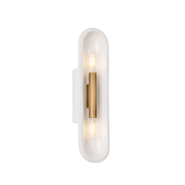 Troy Lighting Lane PATINA BRASS/CERAMIC WHITE LARGE CRACKLE 4W x 16.5H Wall Sconce