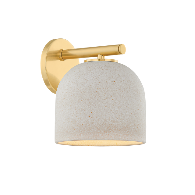 Mitzi Cara AGED BRASS/CERAMIC CREAM PEBBLE 7W x 9H Wall Sconce