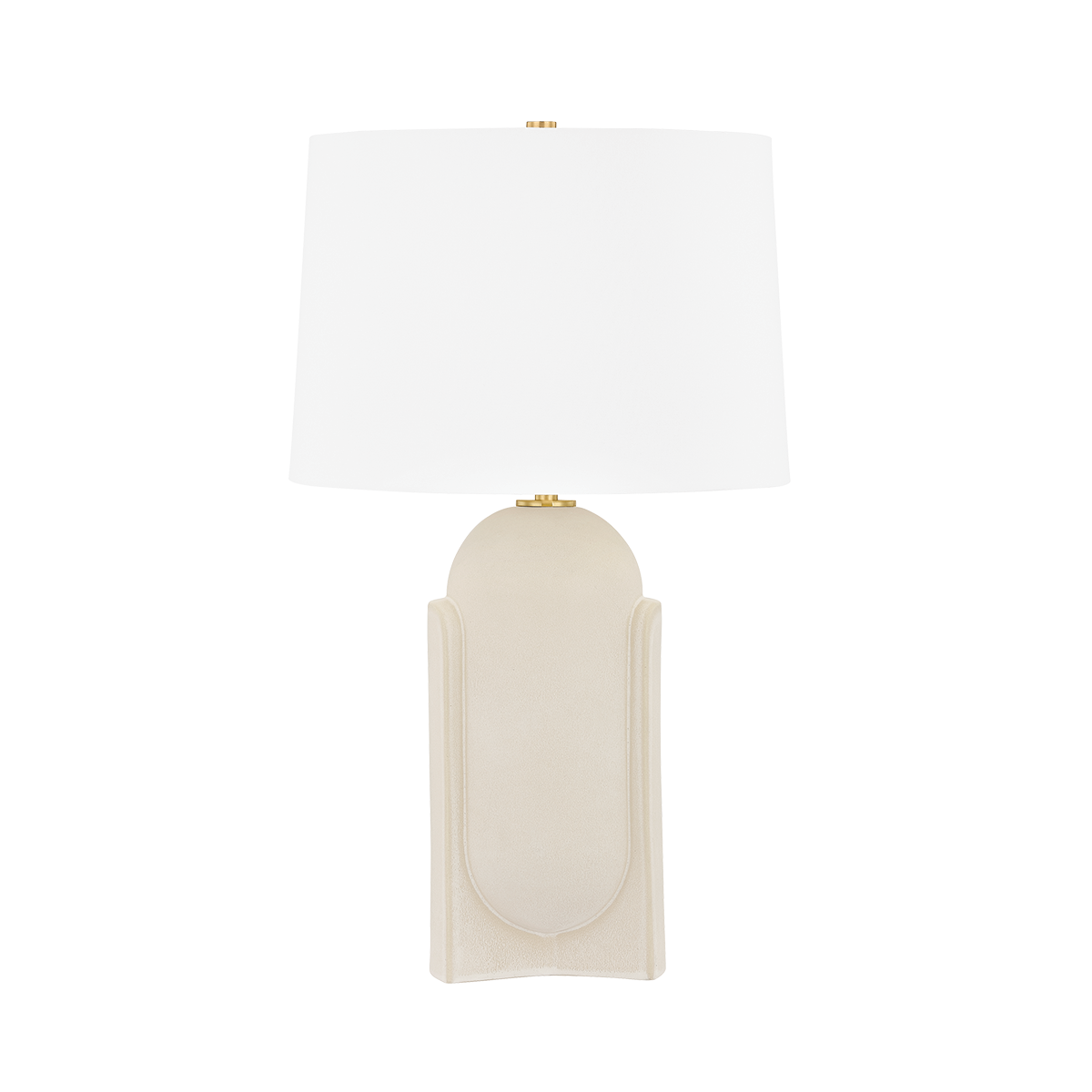 Hudson Valley Lighting Leeston Aged Brass/Ceramic Moonstone Sand 16W x 16L x 27H Table Lamp