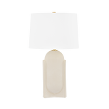 Hudson Valley Lighting Leeston Aged Brass/Ceramic Moonstone Sand 16W x 16L x 27H Table Lamp