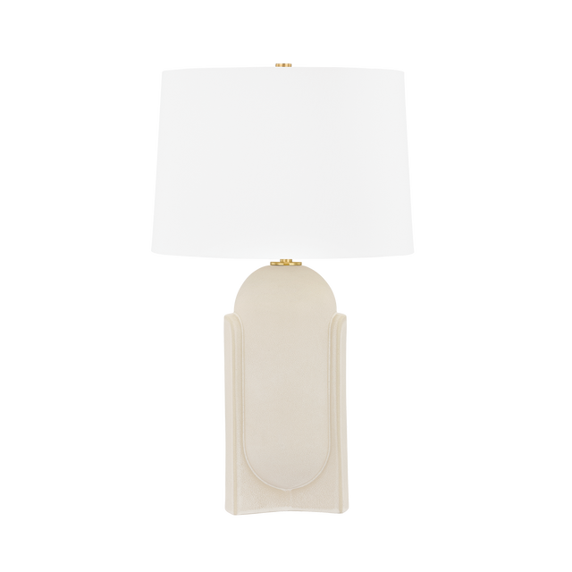 Hudson Valley Lighting Leeston Aged Brass/Ceramic Moonstone Sand 16W x 16L x 27H Table Lamp