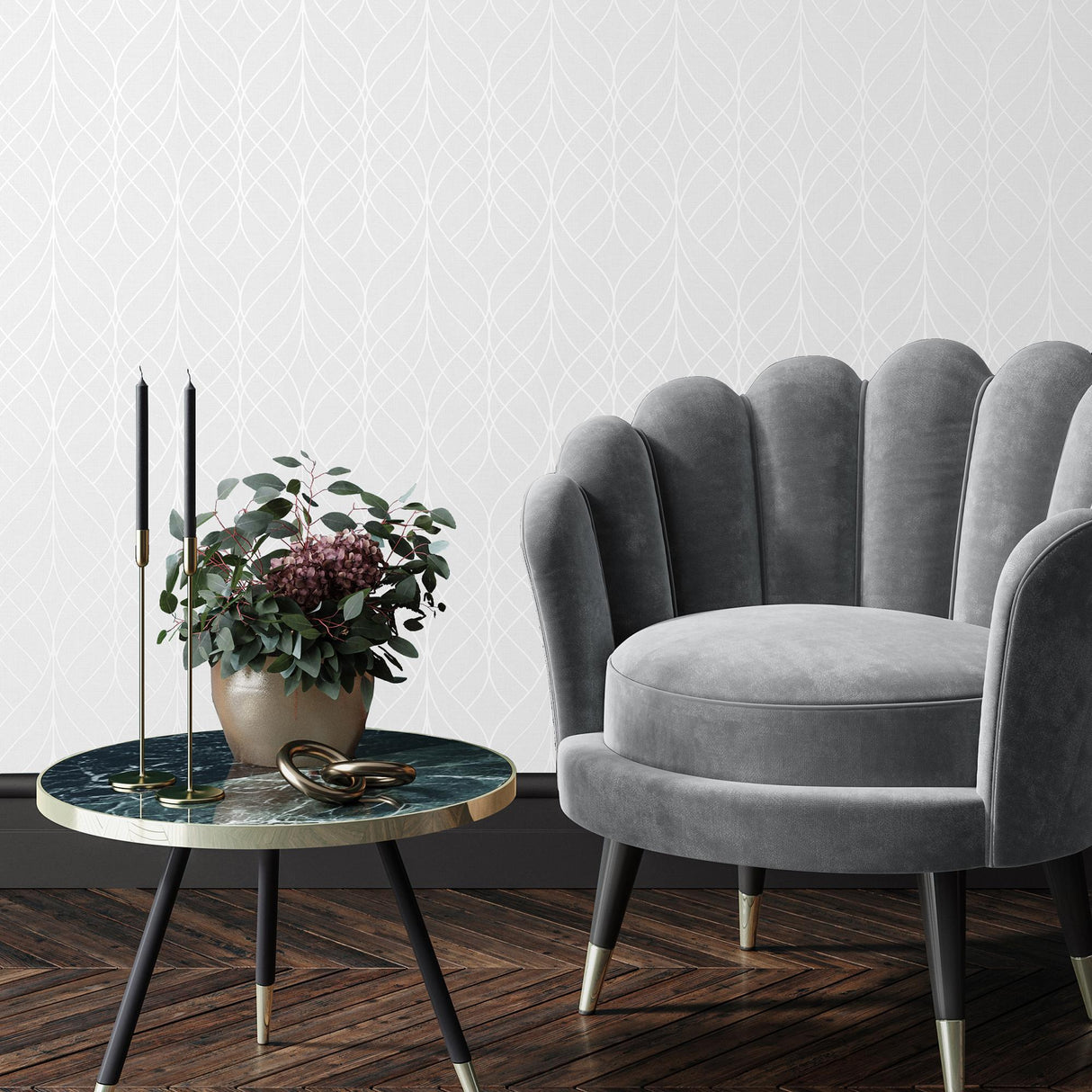 DecoratorsBest Linework Lattice White Wallpaper