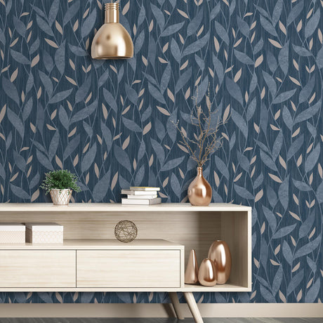 DecoratorsBest Dancing Leaves Trail Blue Wallpaper