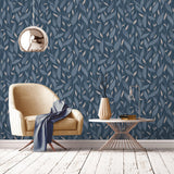 DecoratorsBest Dancing Leaves Trail Blue Wallpaper