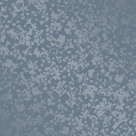 DecoratorsBest Shimmering Floral Canopy on Foil Blue Wallpaper