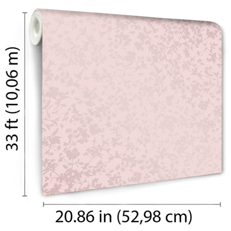 DecoratorsBest Shimmering Floral Canopy on Foil Pink Wallpaper