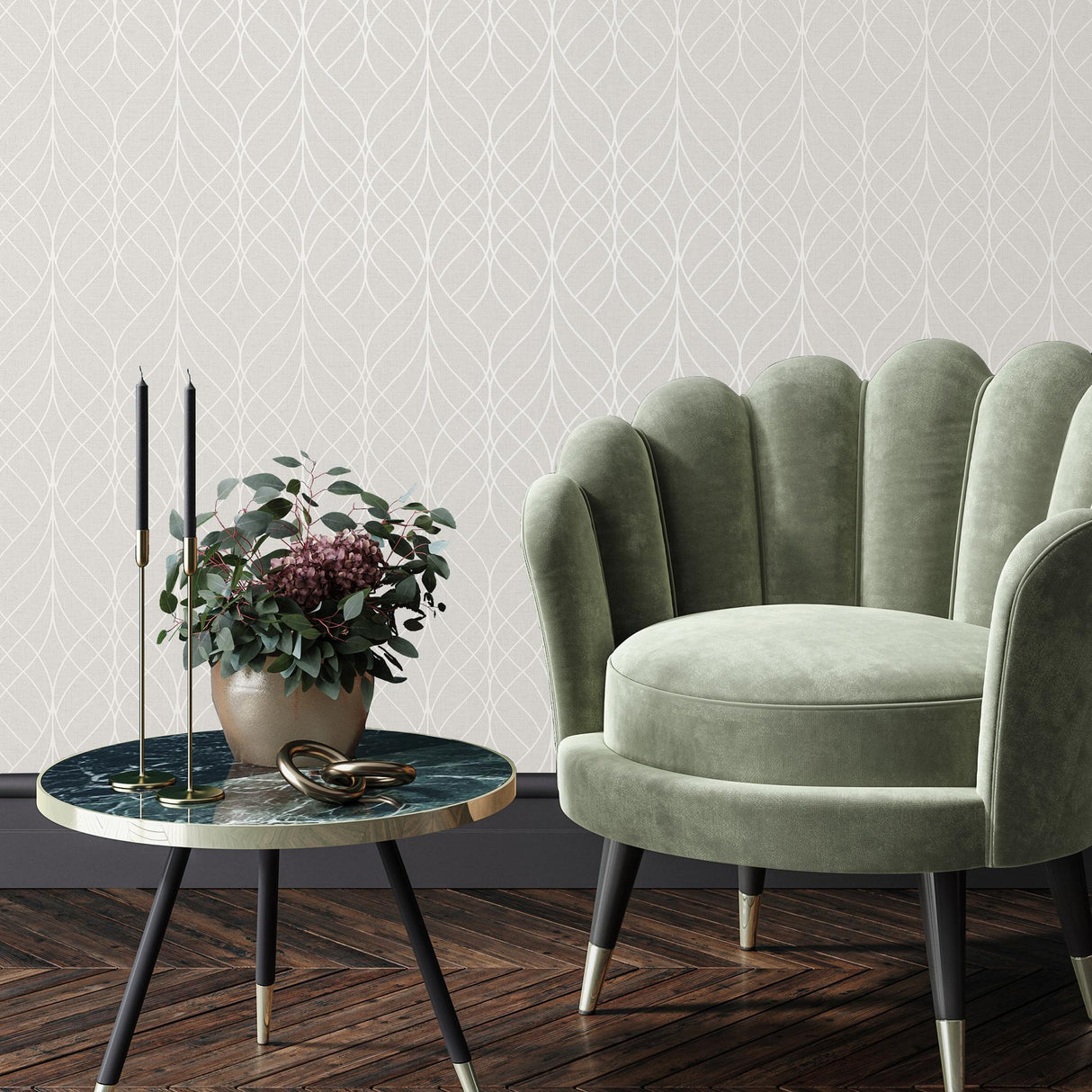 DecoratorsBest Linework Lattice Beige Wallpaper